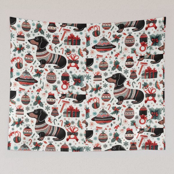 Item preview, Teckel Christmas Pattern - Dachshund design for your Christmas deco, homeware, clothes designed and sold by Fanaticos.