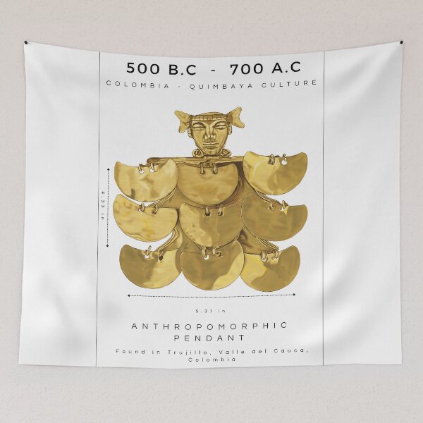 Item preview, Prehispanic Treasure Poster - Anthropomorphic Gold Pendant - (500 BC - 700 AD) - Archaeological Discovery designed and sold by Carola-art.