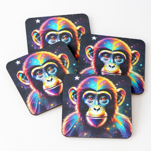 Item preview, Iridescent Cosmic Curiosity: Monkey Portrait designed and sold by javaoverride.