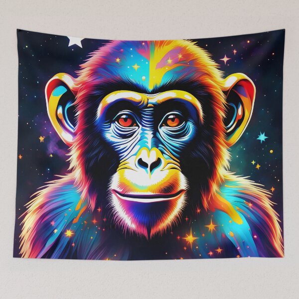 Item preview, Iridescent Cosmic Curiosity: Monkey Portrait designed and sold by javaoverride.