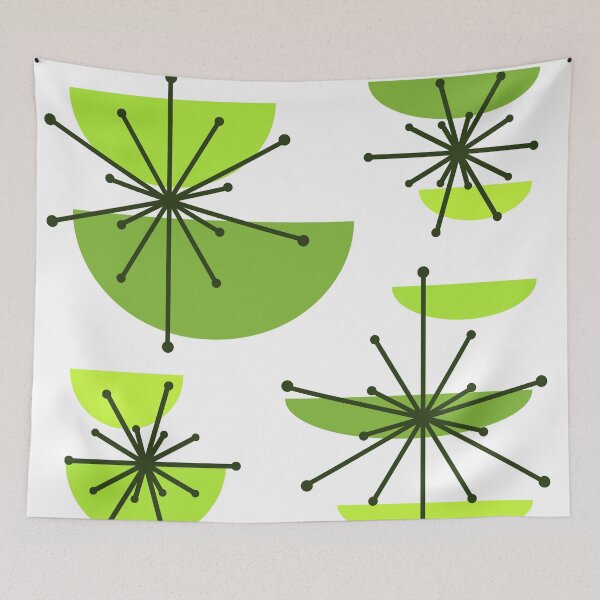 Item preview, Midcentury Art Bowls Starbursts Chartreuse designed and sold by thepixelgarden.