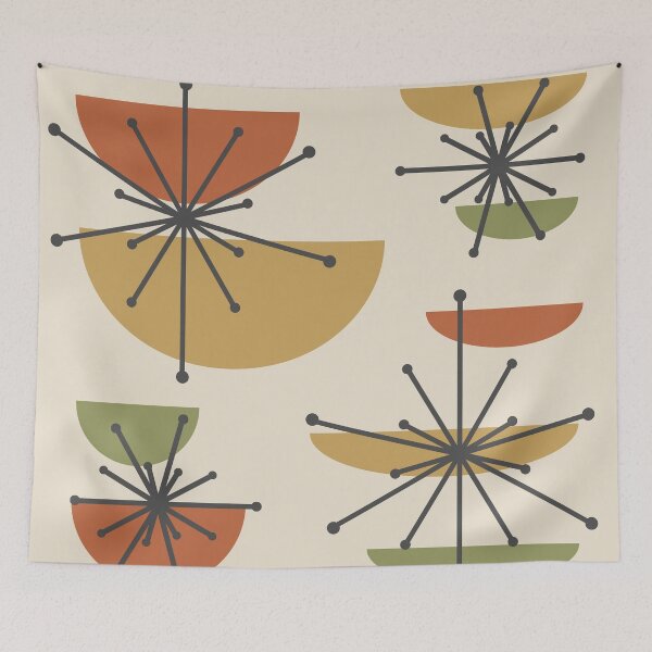 Item preview, Midcentury Art Bowls Starbursts Multicolored 1 designed and sold by thepixelgarden.
