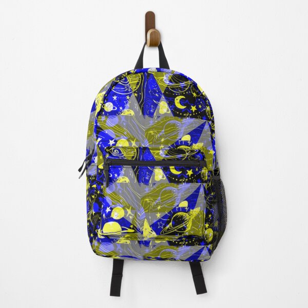 Item preview, cosmic fantasy, geometric shapes and optical effects, bright colors, blue and yellow designed and sold by Creativesphotos.