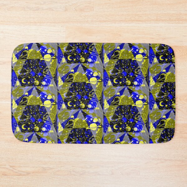 Item preview, cosmic fantasy, geometric shapes and optical effects, bright colors, blue and yellow designed and sold by Creativesphotos.