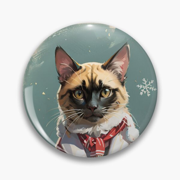 Item preview, Vintage Siamese Cat in Christmas Overcoat: Classic Elegance designed and sold by TunnandBloom.