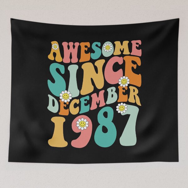 Item preview, Awesome Since December 1987 | Made In 1987 | Retro Groovy Birthday designed and sold by Christina-grich.
