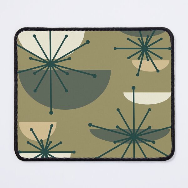 Item preview, Midcentury Art Bowls Starbursts Olive designed and sold by thepixelgarden.