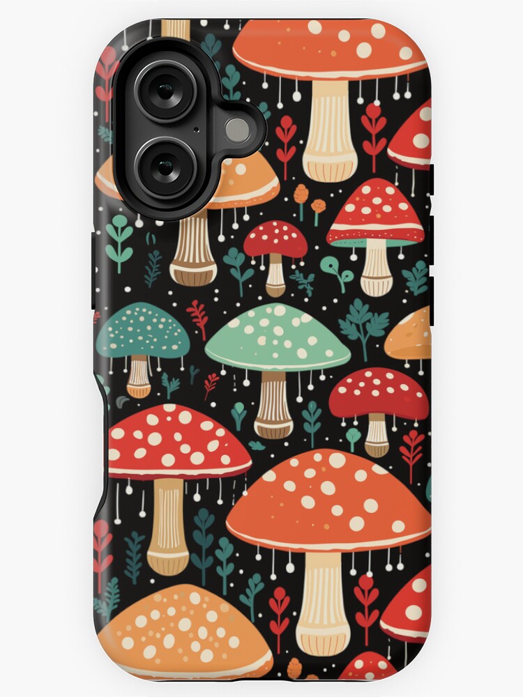 Thumbnail 1 of 4, iPhone Case, Multicoloured Mushrooms Pattern designed and sold by hidden-design.