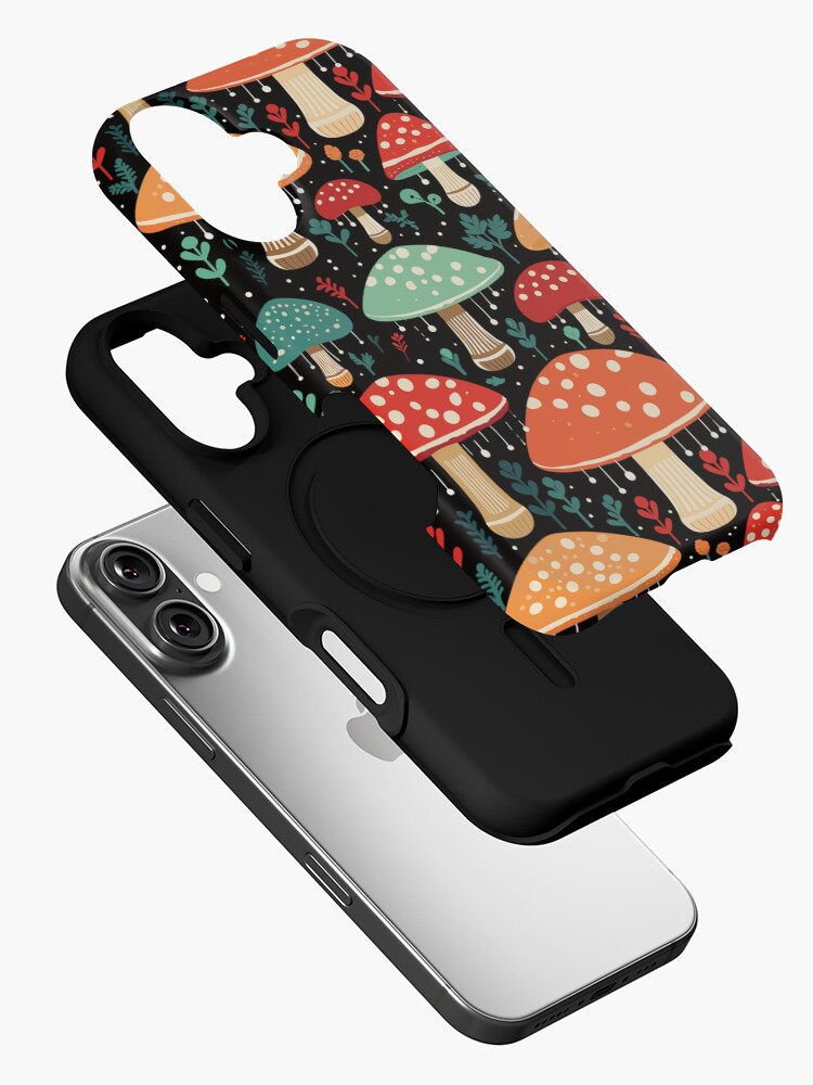 Thumbnail 2 of 4, iPhone Case, Multicoloured Mushrooms Pattern designed and sold by hidden-design.