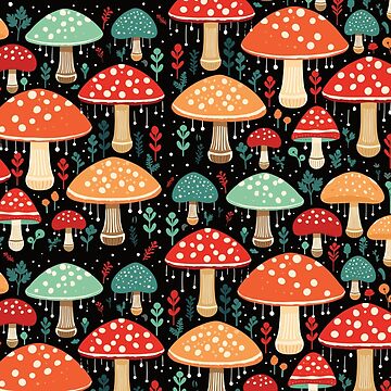 Artwork thumbnail, Multicoloured Mushrooms Pattern by hidden-design