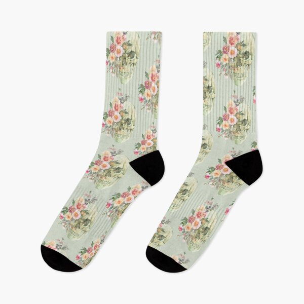 Artikelvorschau, Aquarell-Blumenschädel-Aufkleber entworfen und verkauft von SceneOfTheCrime.
