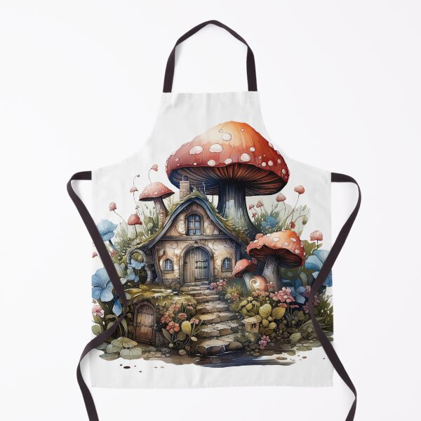 Item preview, Watercolor Mushroom Cottage Woodland Gnome Cottagecore Cabin designed and sold by InkwaveDesigns.