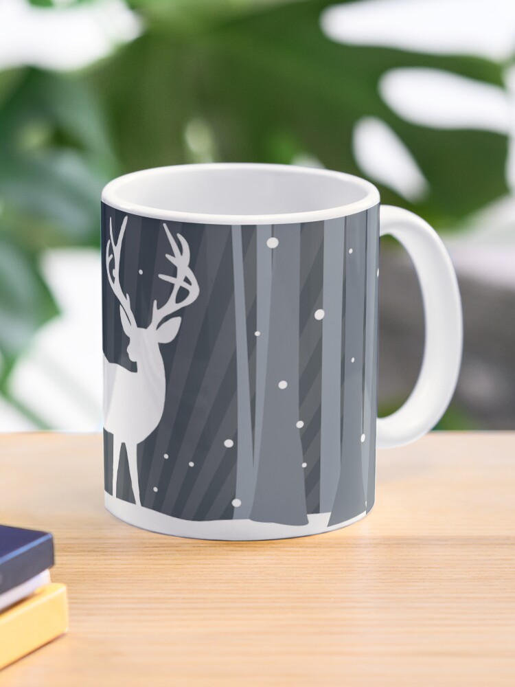 Thumbnail 1 of 6, Coffee Mug, Snow Deer In the Woods designed and sold by hidden-design.