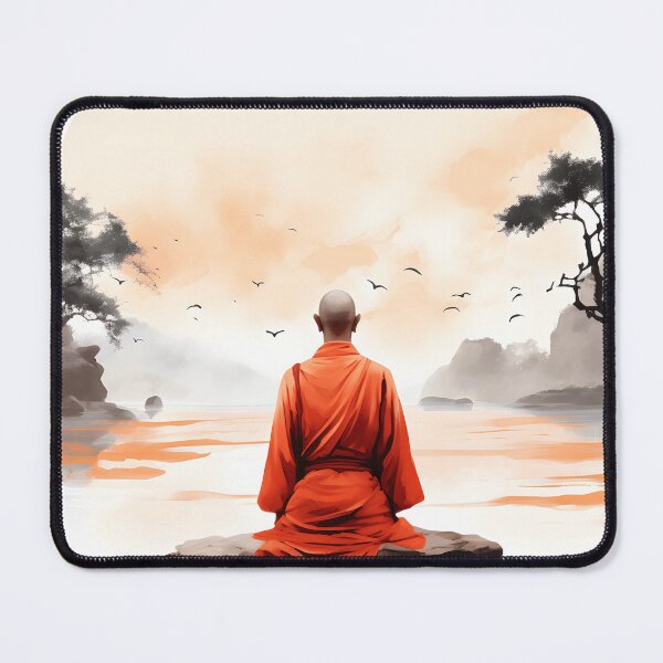 Item preview, Buddhist Monk Meditation | Watercolor Zen Art | Mindfulness  designed and sold by Bob78669.