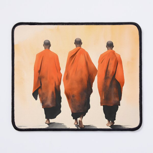 Item preview, Buddhist Monks Walking Watercolor | Zen Art | Spiritual Meditation Art designed and sold by Bob78669.
