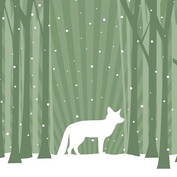 Artwork thumbnail, Snow Fox In the Winter Woods by hidden-design