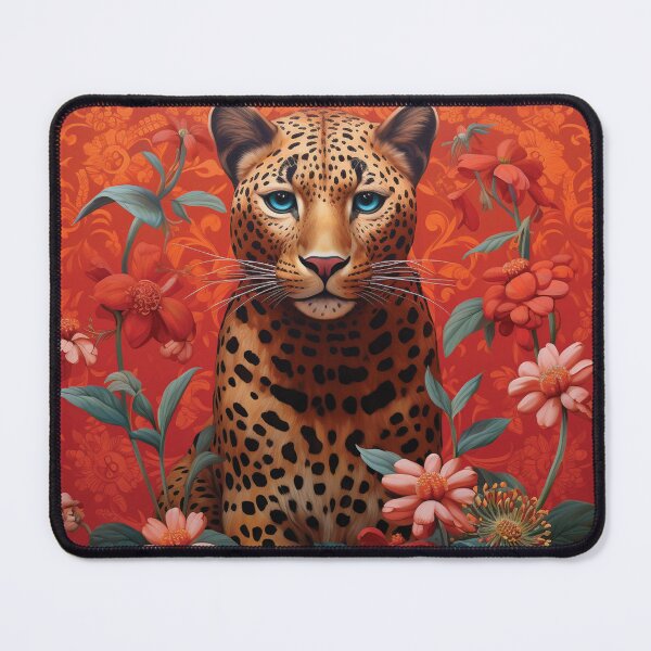 Item preview, Leopard Print with Flowers on red Ground designed and sold by poshprintlab.