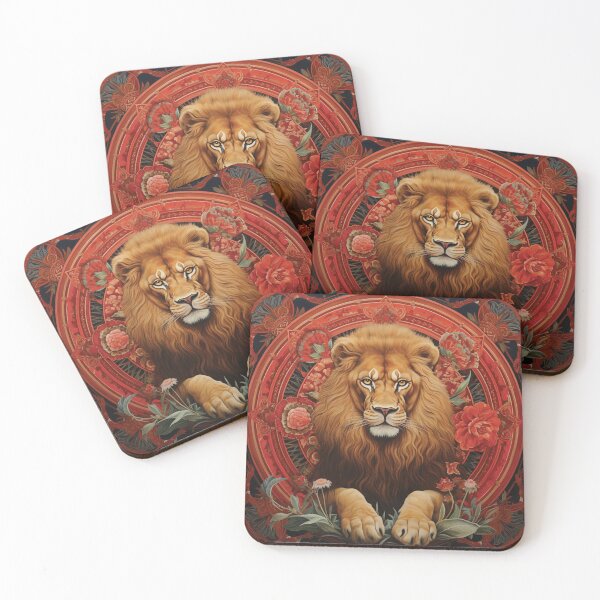 Item preview, Lion Folklore Art with Floral Design designed and sold by poshprintlab.