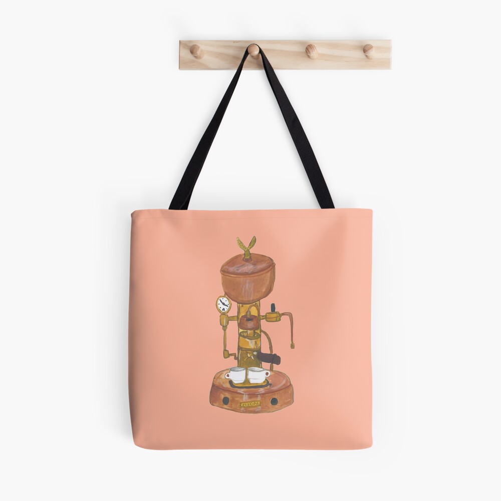 Vintage espresso machine - get woke! Hand painted quirky design Tote Bag