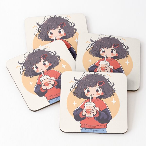 Item preview, Cosy Winter Warm Milk Tea Girl Cute Minimalist Cartoon Style Design designed and sold by JadesignFang.