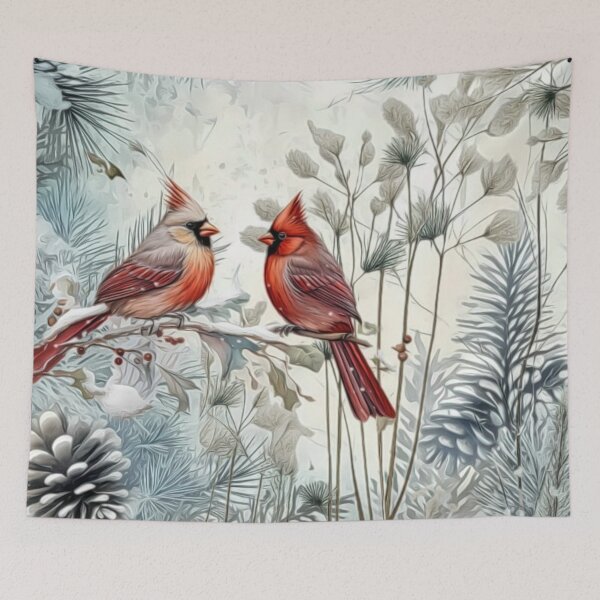 Item preview, Winter Cardinal Birds designed and sold by HappyLifeCreate.