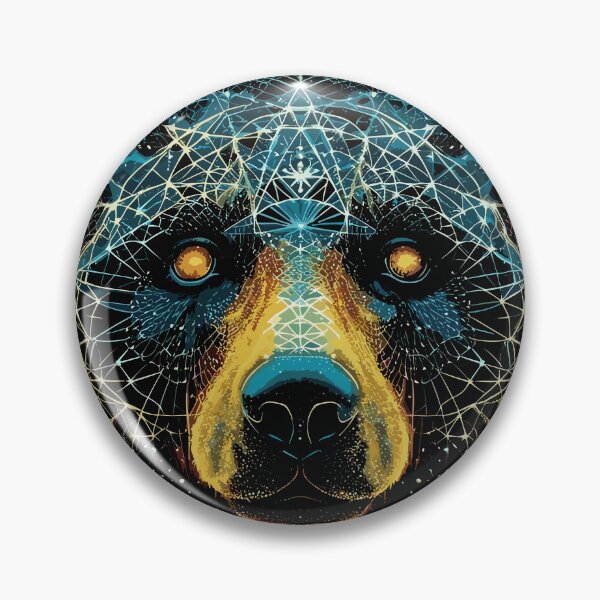 Item preview, Sacred Geometry Trippy Bear Art - Cosmic Vibes designed and sold by Mystikos Art.