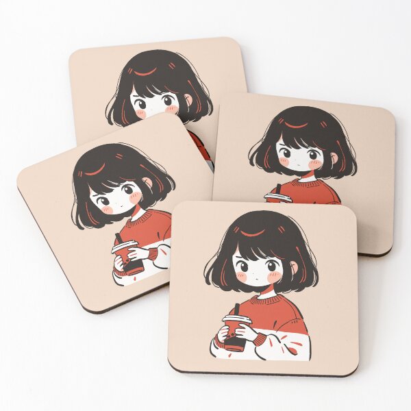 Item preview, Cosy Winter Coffee Girl Cute Minimalist Cartoon Style Design designed and sold by JadesignFang.