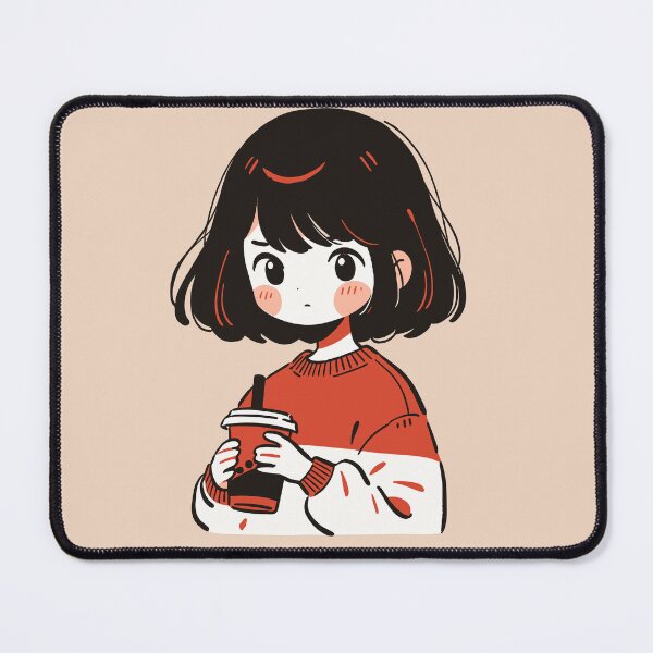 Item preview, Cosy Winter Coffee Girl Cute Minimalist Cartoon Style Design designed and sold by JadesignFang.
