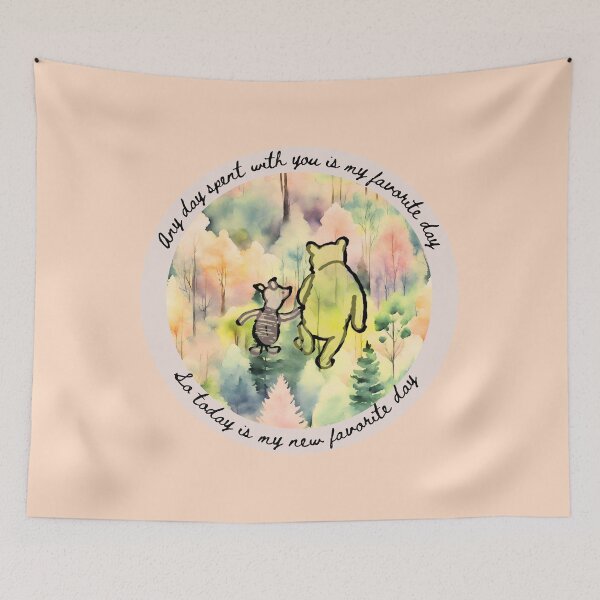 Item preview, Classic Winnie the Pooh and Piglet My New Favorite Day Pastel Bright Watercolor designed and sold by stargazerhill.
