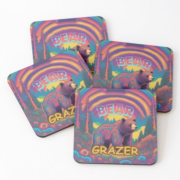 Item preview, Bear Grazer Psychedelic Fat Bear in Trippy Forest designed and sold by IsntThatNiche.