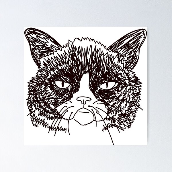 Easy How to Draw Grumpy Cat Tutorial, Grumpy Cat Coloring Page