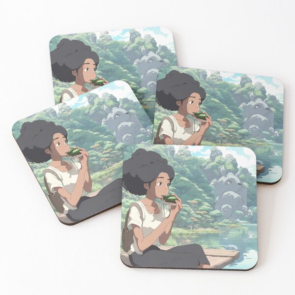 Item preview, Serenity by the Lake: Studio Ghibli Inspired Black Girl Art designed and sold by cloverstudio.