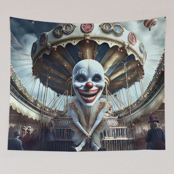 Item preview, Scary clown at a spooky carnival designed and sold by CuteCreature.