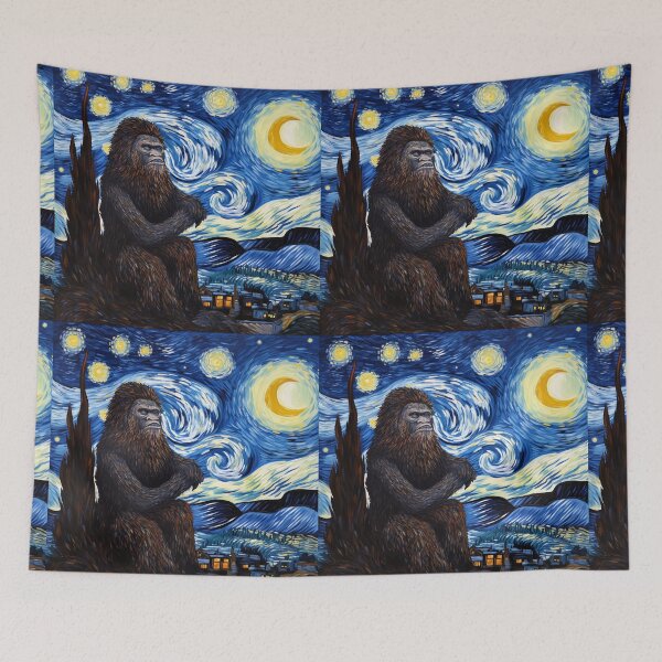 Artikelvorschau, Sasquatch Starry Night Bigfoot van Gogh Gemälde entworfen und verkauft von Vangoholic.