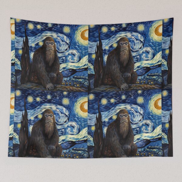 Artikelvorschau, Sasquatch Starry Night Bigfoot van Gogh Gemälde entworfen und verkauft von Vangoholic.