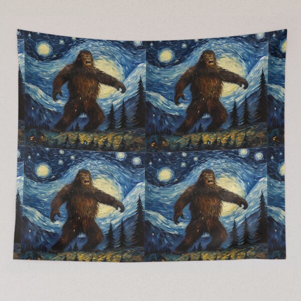 Artikelvorschau, Sasquatch Starry Night Bigfoot van Gogh Gemälde entworfen und verkauft von Vangoholic.