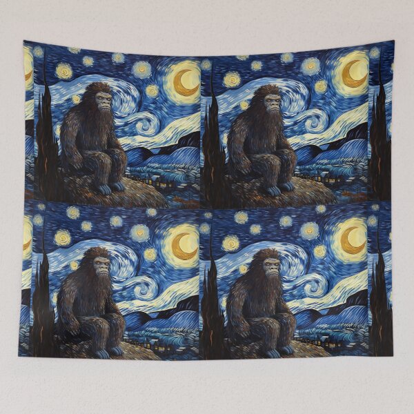 Artikelvorschau, Sasquatch Starry Night Bigfoot van Gogh Gemälde entworfen und verkauft von Vangoholic.