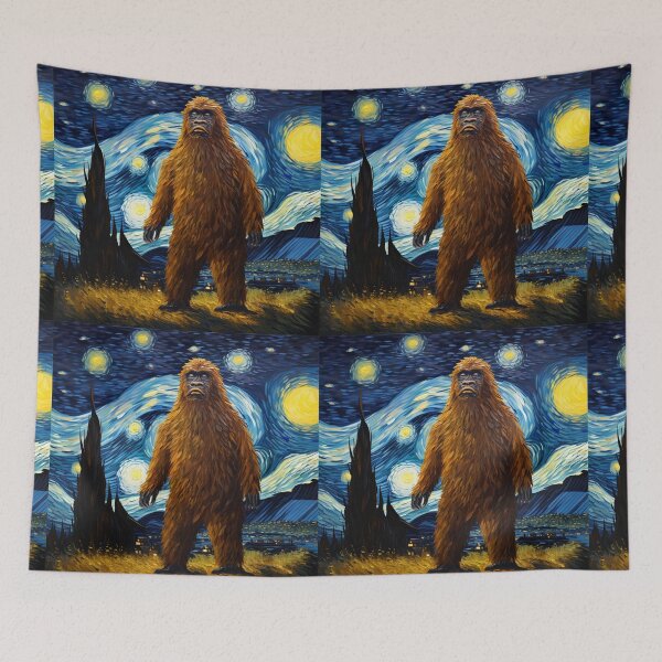 Artikelvorschau, Sasquatch Starry Night Bigfoot van Gogh Gemälde entworfen und verkauft von Vangoholic.