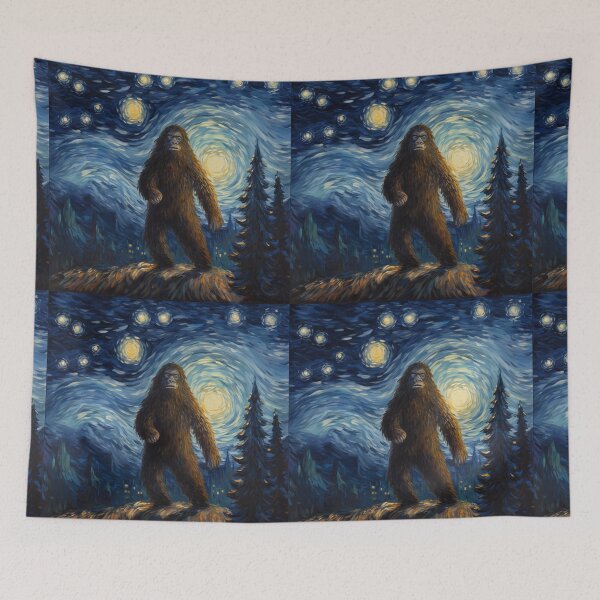 Artikelvorschau, Sasquatch Starry Night Bigfoot van Gogh Gemälde entworfen und verkauft von Vangoholic.