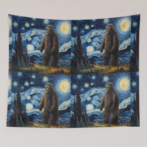 Artikelvorschau, Sasquatch Starry Night Bigfoot van Gogh Gemälde entworfen und verkauft von Vangoholic.