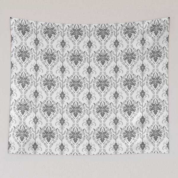 Item preview, White and gray Damask openwork pattern designed and sold by fuzzyfox.