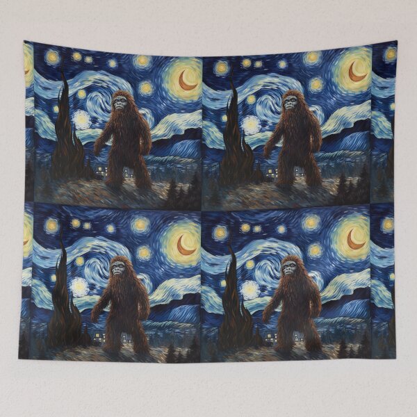 Artikelvorschau, Sasquatch Starry Night Bigfoot van Gogh Gemälde entworfen und verkauft von Vangoholic.