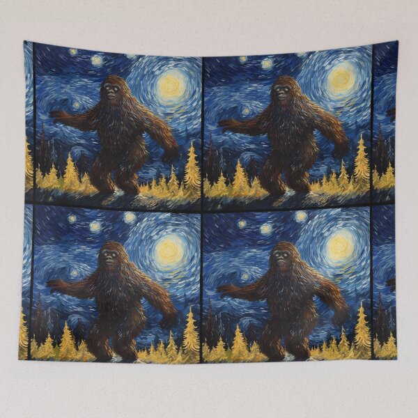 Artikelvorschau, Sasquatch Starry Night Bigfoot van Gogh Gemälde entworfen und verkauft von Vangoholic.