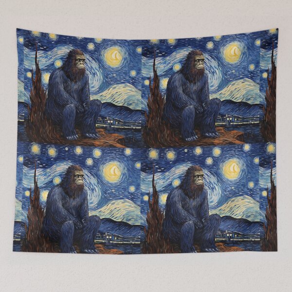 Artikelvorschau, Sasquatch Starry Night Bigfoot van Gogh Gemälde entworfen und verkauft von Vangoholic.