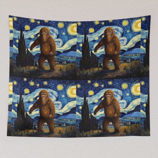 Artikelvorschau, Sasquatch Starry Night Bigfoot van Gogh Gemälde entworfen und verkauft von Vangoholic.