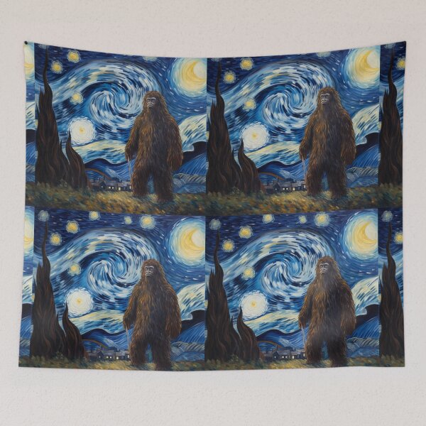 Artikelvorschau, Sasquatch Starry Night Bigfoot van Gogh Gemälde entworfen und verkauft von Vangoholic.