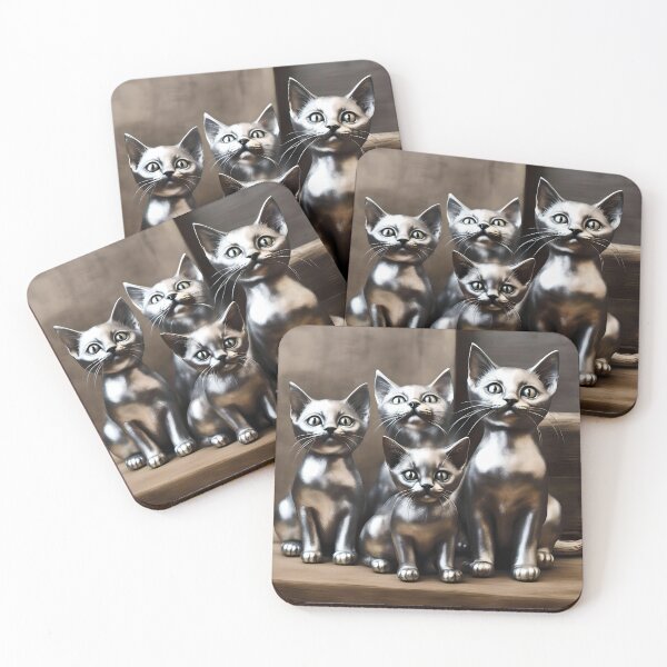 Item preview, Silver kitten cats pet designed and sold by WildLadyWood.