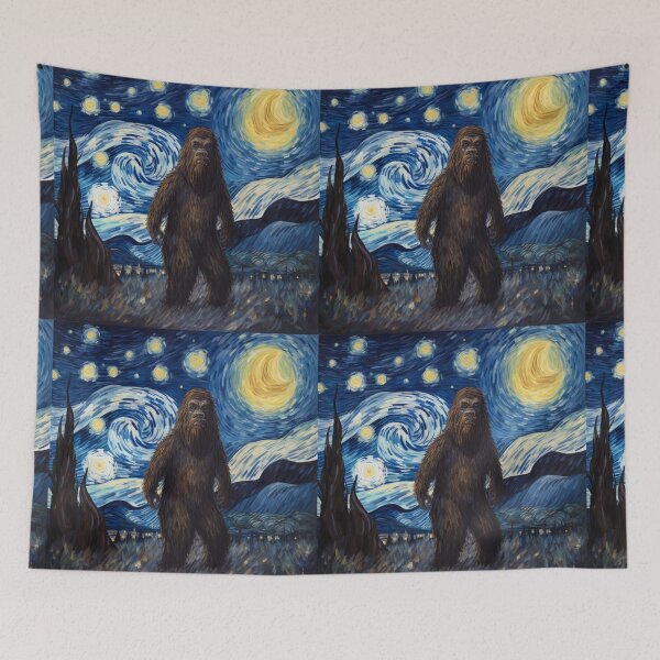 Artikelvorschau, Sasquatch Starry Night Bigfoot van Gogh Gemälde entworfen und verkauft von Vangoholic.
