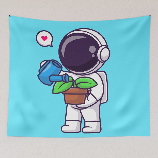 Item preview, Cute Astronaut Watering Plant - Cartoon Vector Icon designed and sold by hjian8219.