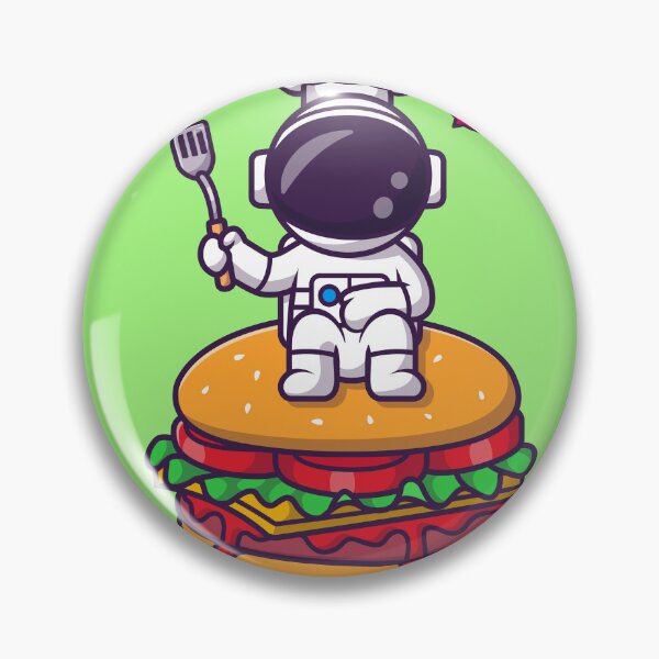 Item preview, Cute Astronaut Chef with Spatula on Burger - Cartoon Vector Icon designed and sold by hjian8219.